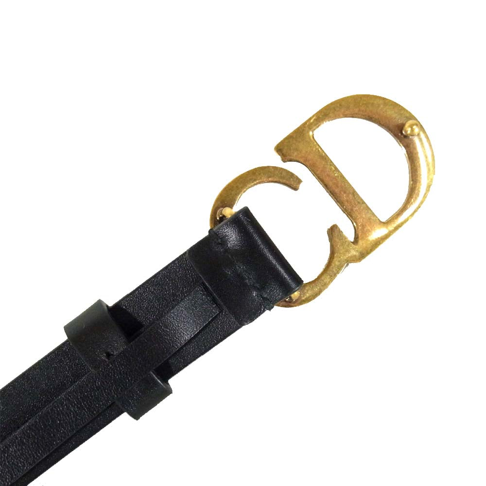 最終値下げ！Dior ロゴバックル ベルト ブラック/ゴールド Christian Dior クリスチャンディオール Saddle Belt 80 ロゴ バックル