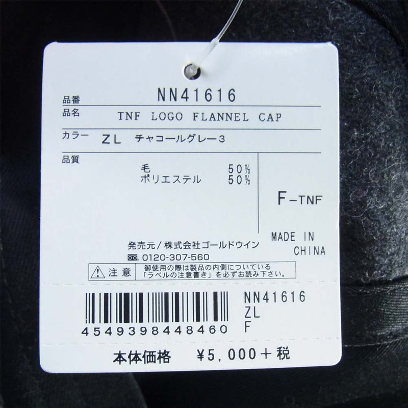 THE NORTH FACE ノースフェイス NN41616 Logo Flannel Cap TNF ロゴ フランネル キャップ チャコール系 F【新古品】【未使用】【中古】