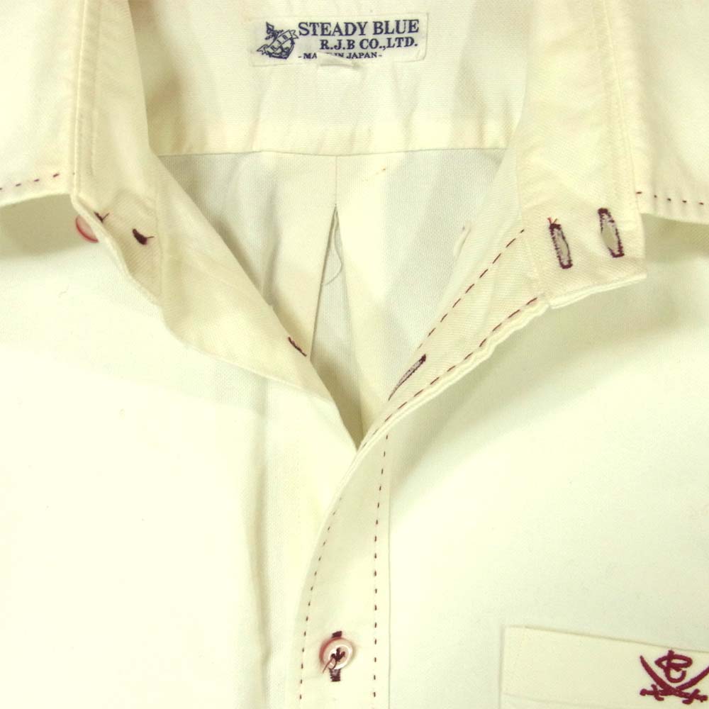R.J.B アールジェイビー ED001L コットン 胸ロゴ刺繍 ボタンダウン シャツ オフホワイト系 38【中古】