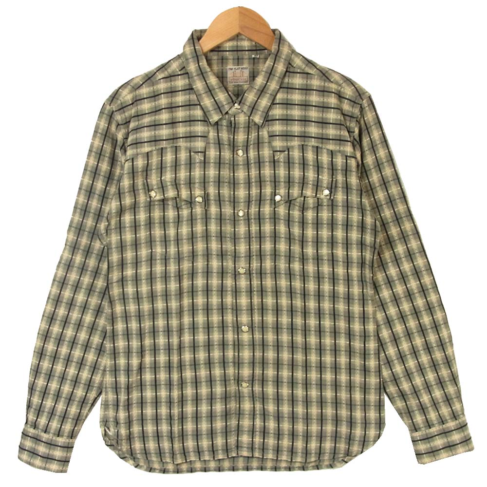 THE FLAT HEAD ザフラットヘッド コットン チェック ウエスタン 長袖 シャツ グレー系 40【中古】