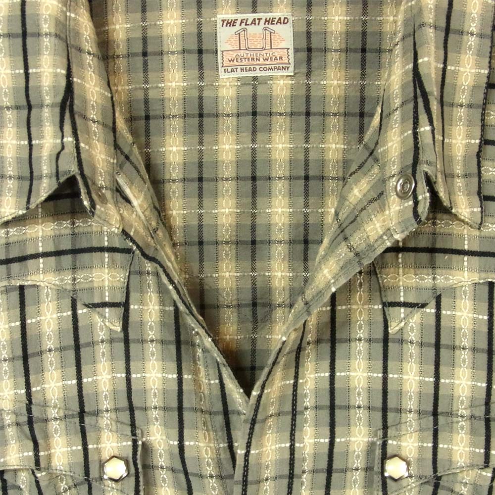 THE FLAT HEAD ザフラットヘッド コットン チェック ウエスタン 長袖 シャツ グレー系 40【中古】