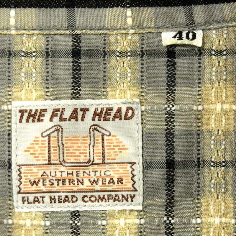 THE FLAT HEAD ザフラットヘッド コットン チェック ウエスタン 長袖 シャツ グレー系 40【中古】