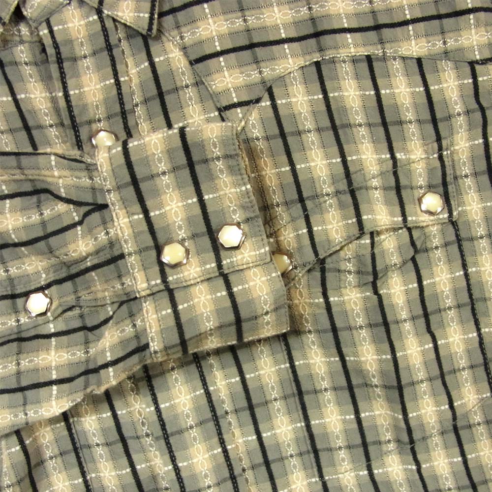 THE FLAT HEAD ザフラットヘッド コットン チェック ウエスタン 長袖 シャツ グレー系 40【中古】