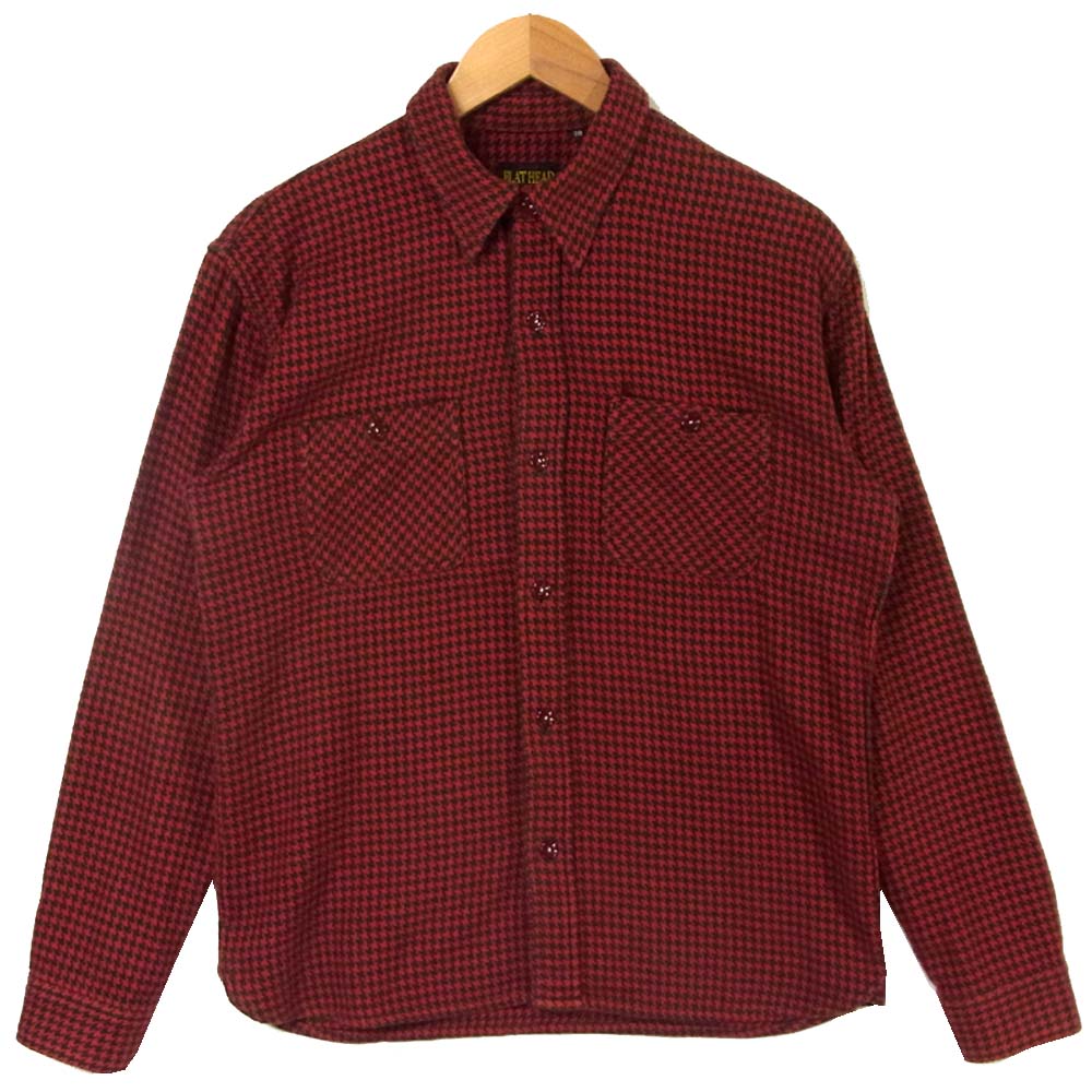 THE FLAT HEAD ザフラットヘッド 日本製 千鳥格子 コットン シャツ レッド系 ブラック系 38【中古】