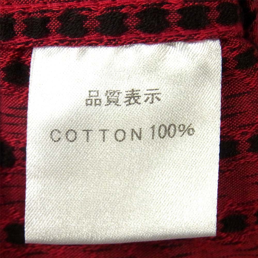 R.J.B アールジェイビー 胸ロゴ刺繍 イタリアンカラー 総柄 シャツ レッド系 ブラック系 38【中古】