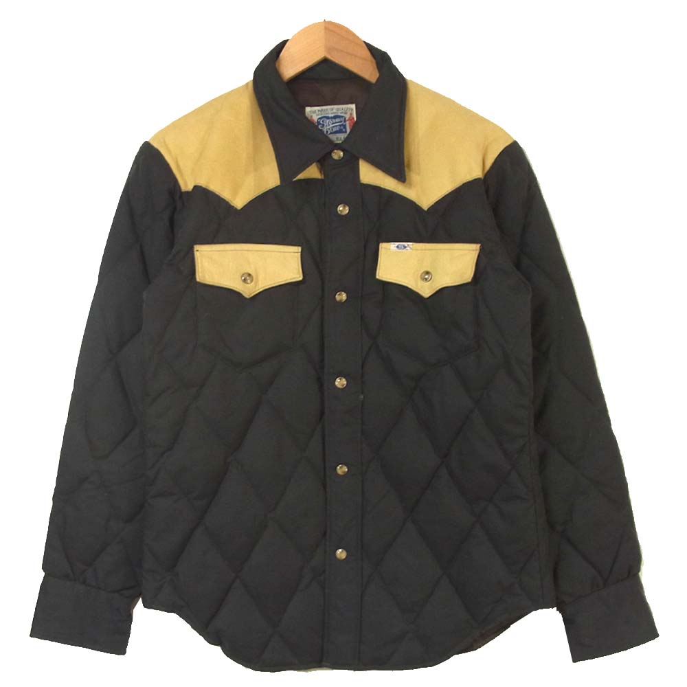 ストーミーブルー 07F-SDSJ1 SDSJ 牛革 カウレザー切替 ナイロン キルティング ウエスタン ダウン ジャケット ブラック系 ライトブラウン系 M【中古】