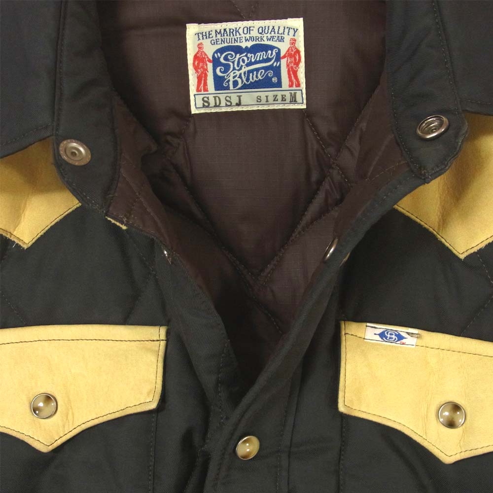 ストーミーブルー 07F-SDSJ1 SDSJ 牛革 カウレザー切替 ナイロン キルティング ウエスタン ダウン ジャケット ブラック系 ライトブラウン系 M【中古】