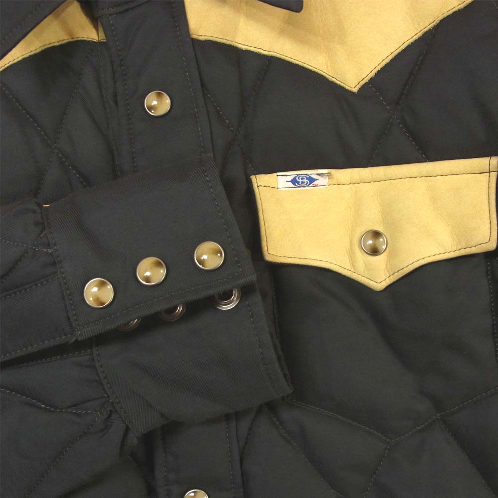 ストーミーブルー 07F-SDSJ1 SDSJ 牛革 カウレザー切替 ナイロン キルティング ウエスタン ダウン ジャケット ブラック系 ライトブラウン系 M【中古】