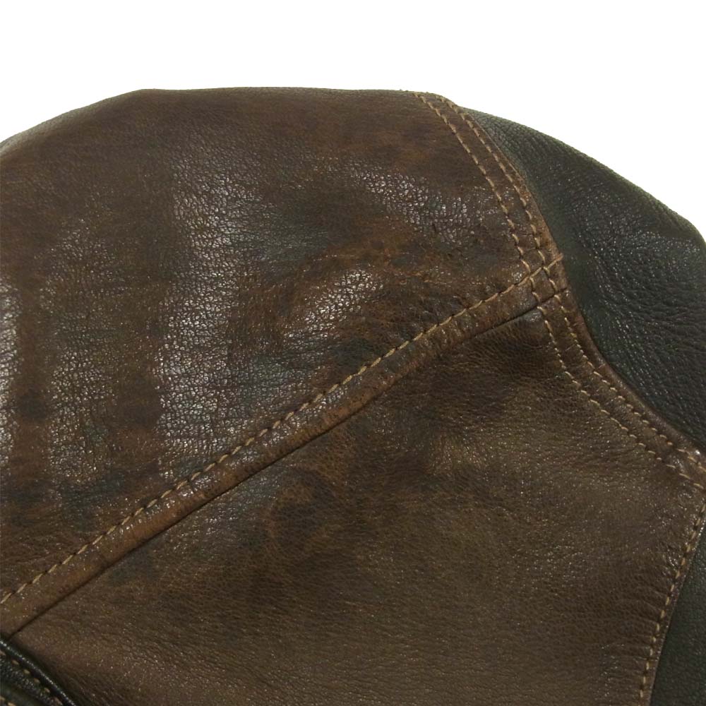 THE FLAT HEAD ザフラットヘッド 日本製 鹿革 ディアスキン レザー ウエスタン シャツ ブラウン系 40【中古】