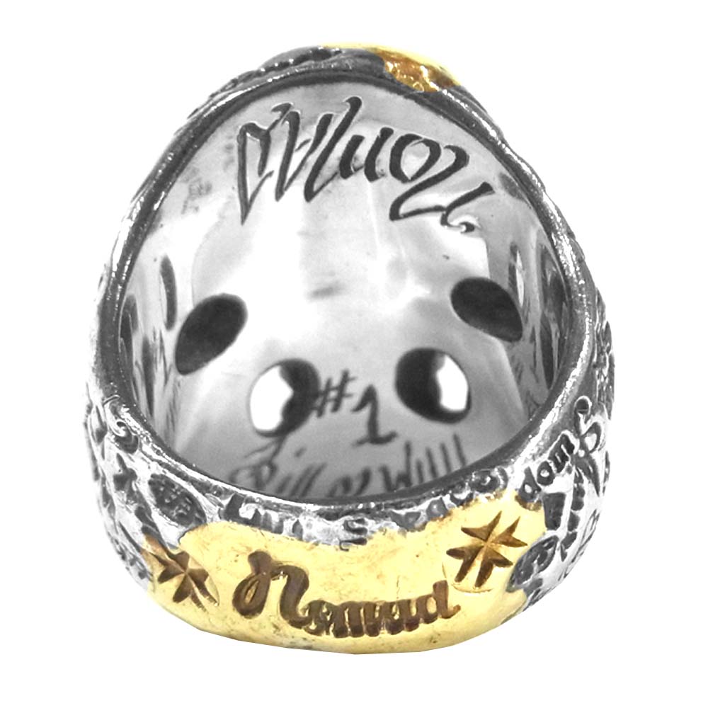 BILL WALL LEATHER ビルウォールレザー Graffiti Master Skull グラフティー マスター スカル ゴールドオーバーレイ ストーン シルバー系【中古】