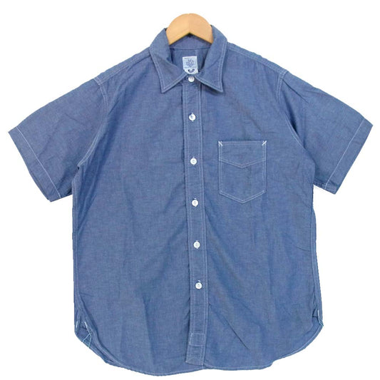 POST OVERALLS ポストオーバーオールズ シャンブレー ワークシャツ ブルー系 L【中古】