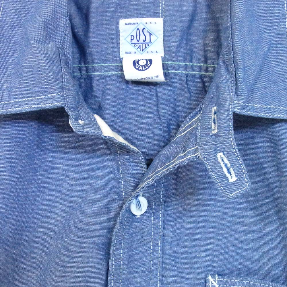 POST OVERALLS ポストオーバーオールズ シャンブレー ワークシャツ ブルー系 L【中古】