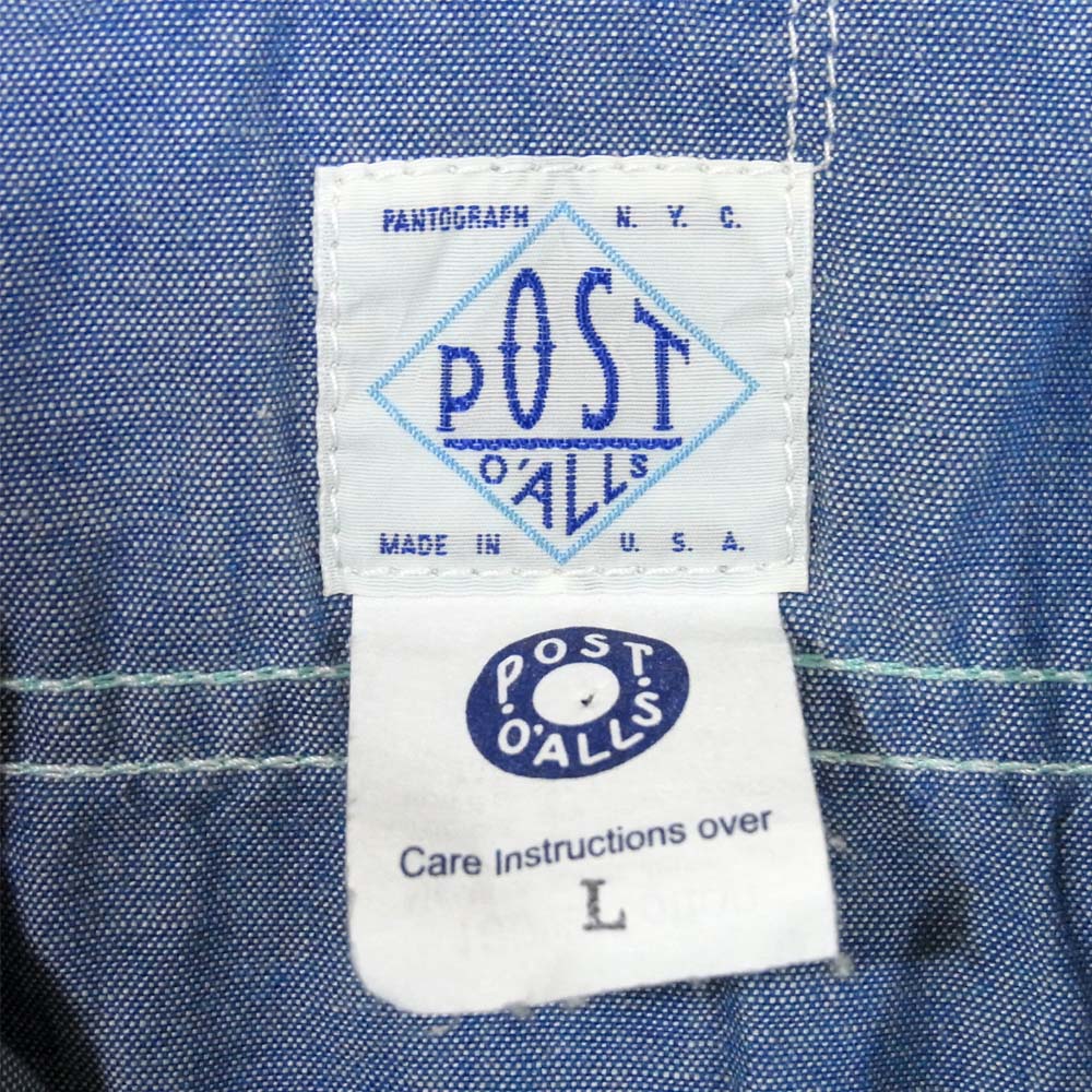POST OVERALLS ポストオーバーオールズ シャンブレー ワークシャツ ブルー系 L【中古】