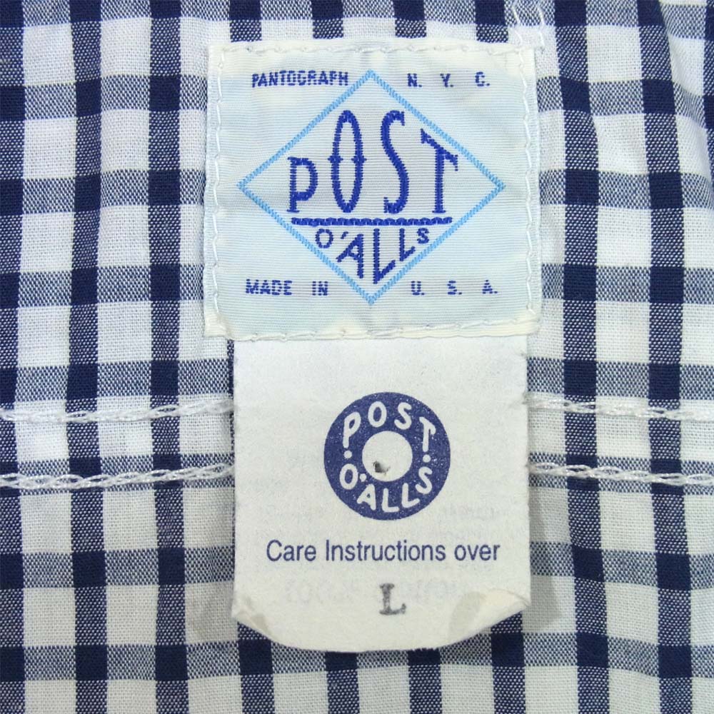 POST OVERALLS ポストオーバーオールズ コットン チェック ネイビー×ホワイト系 L【中古】