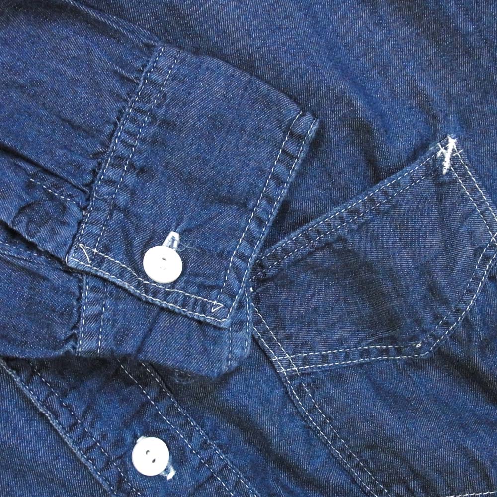 POST OVERALLS ポストオーバーオールズ ライトオンス デニム シャツ インディゴブルー系 L【中古】