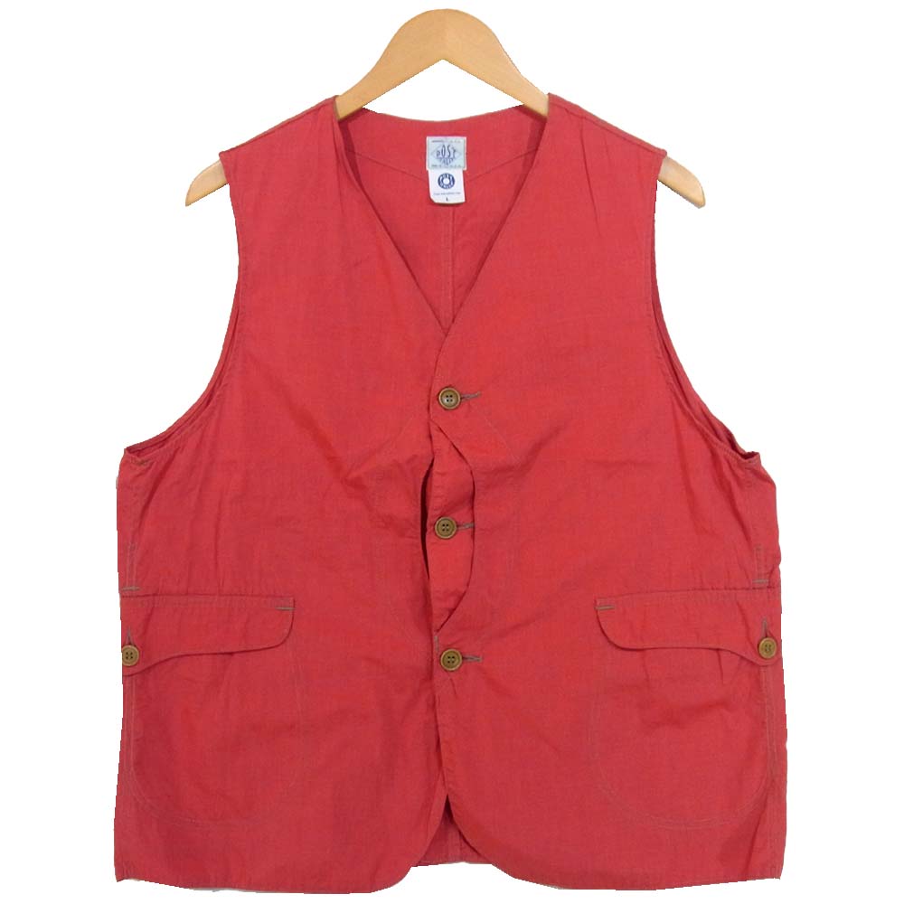 POST OVERALLS ポストオーバーオールズ ROYAL TRAVELER ロイヤルトラベラー ベスト ジレ レッド系 L【中古】