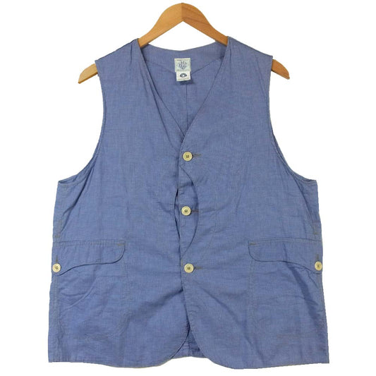 POST OVERALLS ポストオーバーオールズ ROYAL TRAVELER ロイヤルトラベラー ベスト ジレ ブルー系 L【中古】
