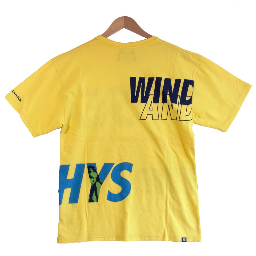 HYSTERIC GLAMOUR ヒステリックグラマー 20AW 02203CT14320 ウィンダンシー WIND AND SEA ロゴ プリント 半袖Tシャツ イエロー系 M【新古品】【未使用】【中古】