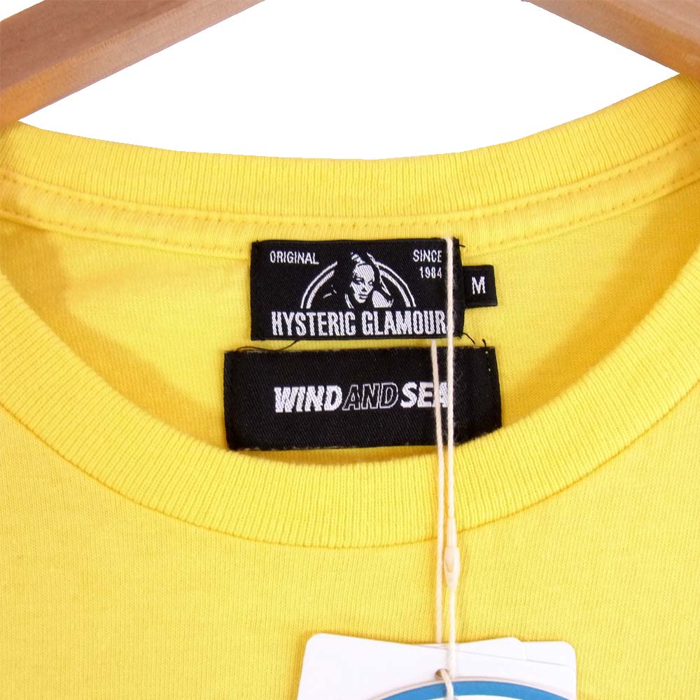 HYSTERIC GLAMOUR ヒステリックグラマー 20AW 02203CT14320 ウィンダンシー WIND AND SEA ロゴ プリント 半袖Tシャツ イエロー系 M【新古品】【未使用】【中古】