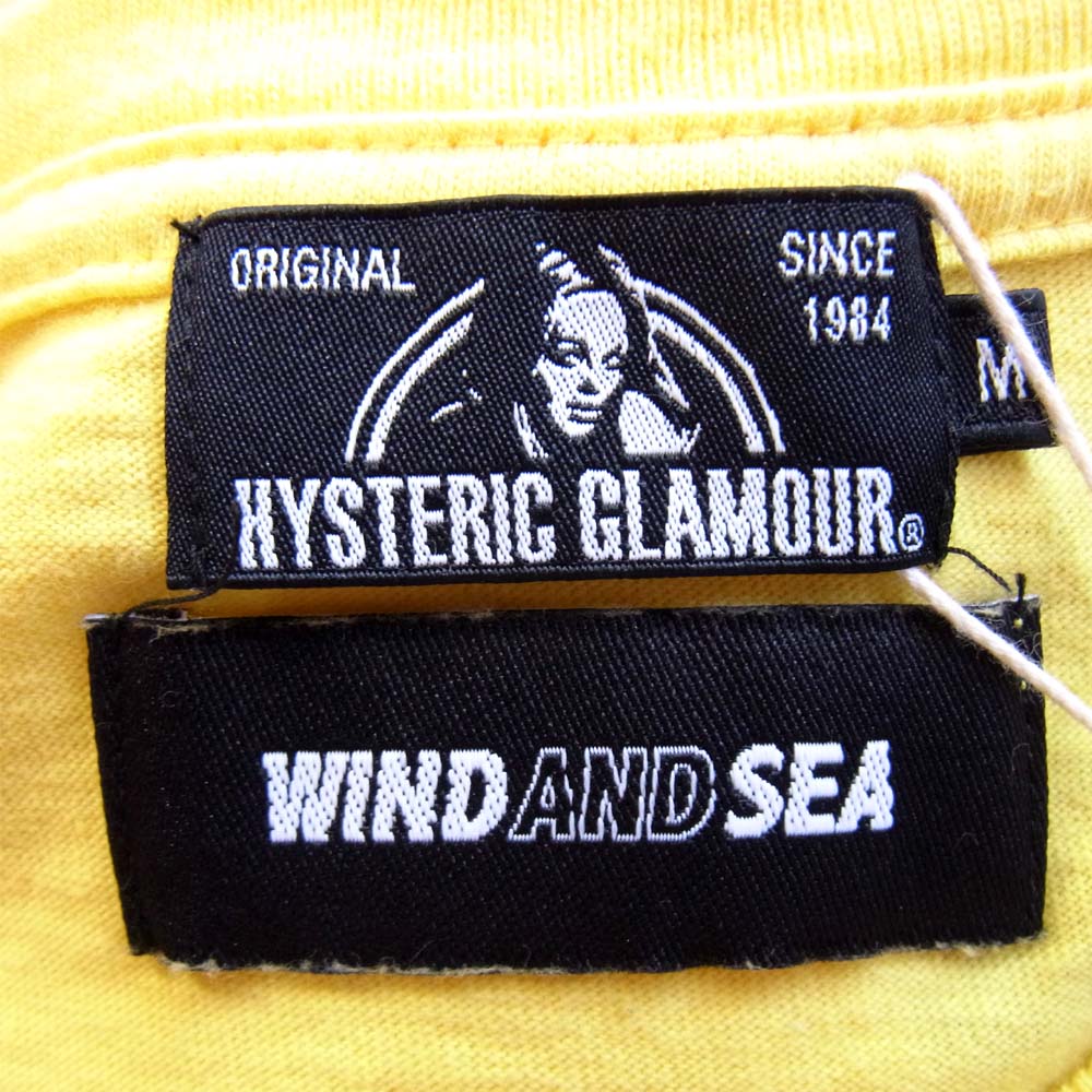 HYSTERIC GLAMOUR ヒステリックグラマー 20AW 02203CT14320 ウィンダンシー WIND AND SEA ロゴ プリント 半袖Tシャツ イエロー系 M【新古品】【未使用】【中古】