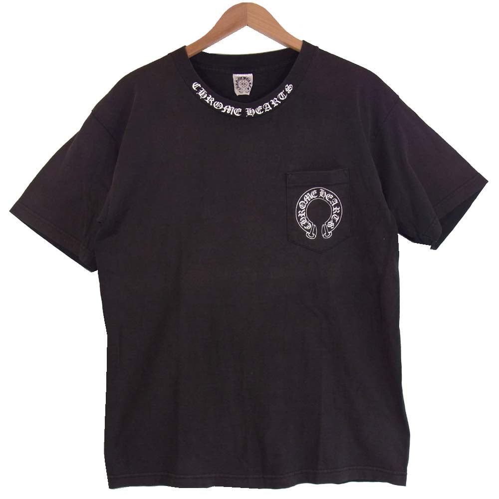 CHROME HEARTS クロムハーツ（原本無） スクロールラベル ポケット バックプリント Tシャツ ブラック系 L【中古】