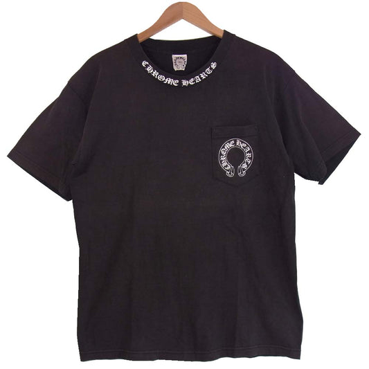 CHROME HEARTS クロムハーツ（原本無） スクロールラベル ポケット バックプリント Tシャツ ブラック系 L【中古】