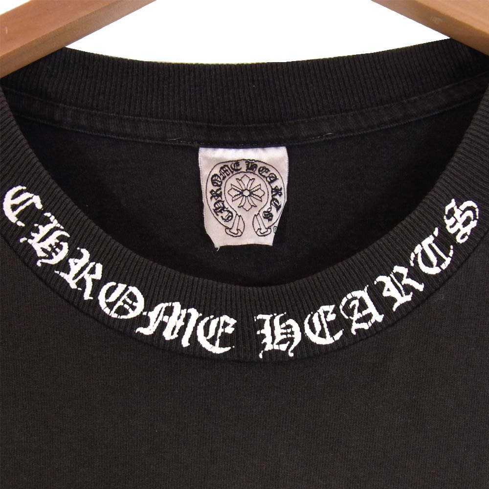 CHROME HEARTS クロムハーツ（原本無） スクロールラベル ポケット バックプリント Tシャツ ブラック系 L【中古】
