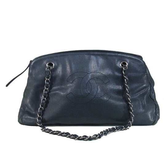 CHANEL シャネル マトラッセ キャビアスキン チェーンショルダー バッグ シルバー金具 ブラック系【中古】