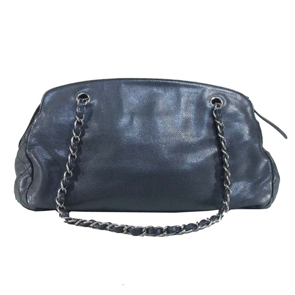 CHANEL シャネル マトラッセ キャビアスキン チェーンショルダー バッグ シルバー金具 ブラック系【中古】