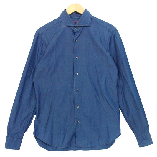 BARBA バルバ 1196257 コットン 長袖 シャツ インディゴブルー系 40【中古】