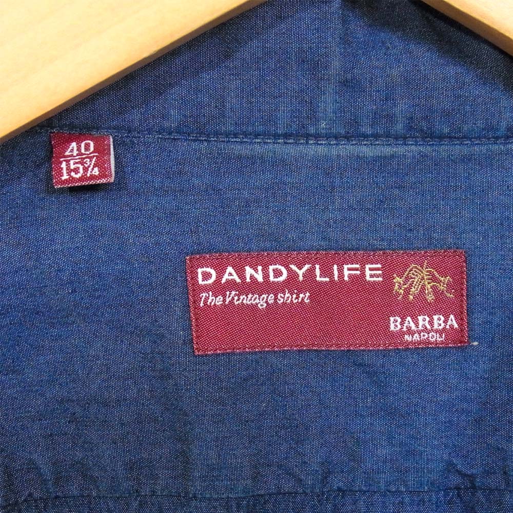 BARBA バルバ 1196257 コットン 長袖 シャツ インディゴブルー系 40【中古】