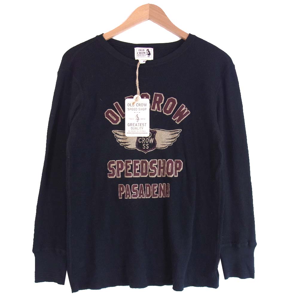 オールドクロウ OC-18-AW-21 WAFFLE L/S T-SH ワッフル Tシャツ ブラック系 M【美品】【中古】