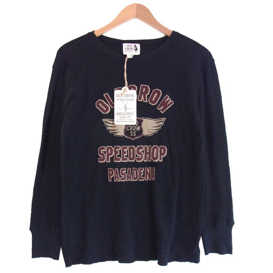 オールドクロウ OC-18-AW-21 WAFFLE L/S T-SH ワッフル Tシャツ ブラック系 M【美品】【中古】