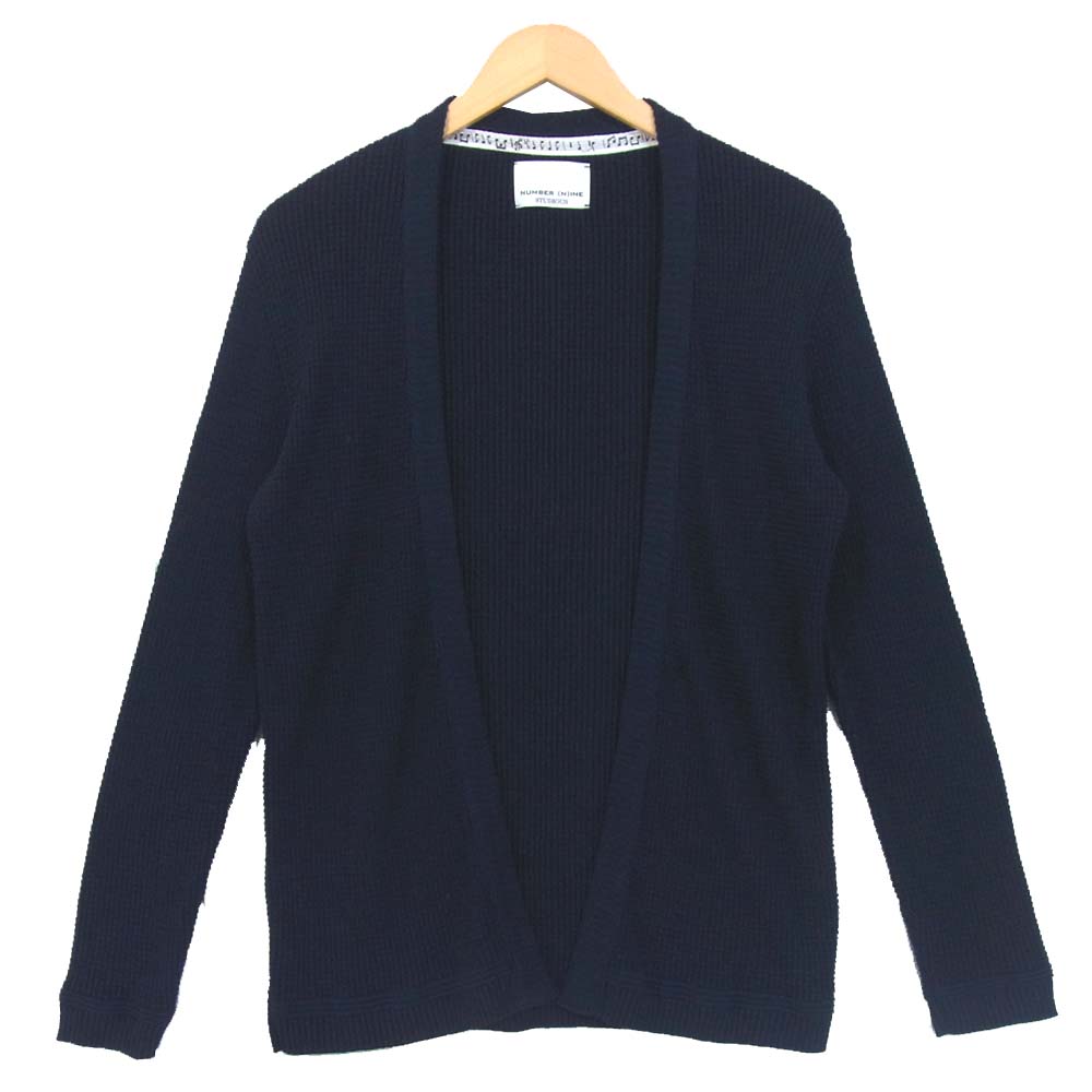 NUMBER(N)INE ナンバーナイン STUDIOUS別注 117131010 ワッフル ニット カーディガン ダークネイビー系 2【美品】【中古】