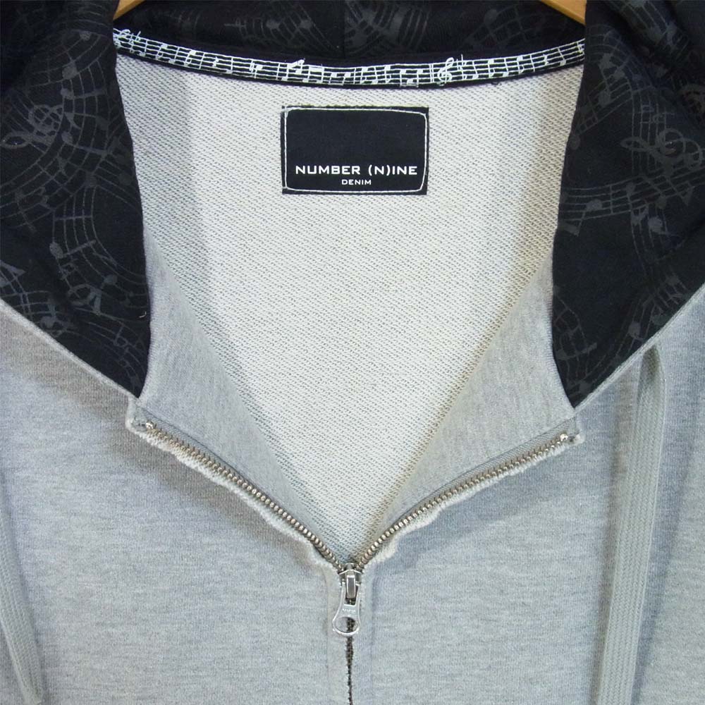 NUMBER(N)INE ナンバーナイン DENIM カットオフ ジップ パーカー グレー系 L【美品】【中古】