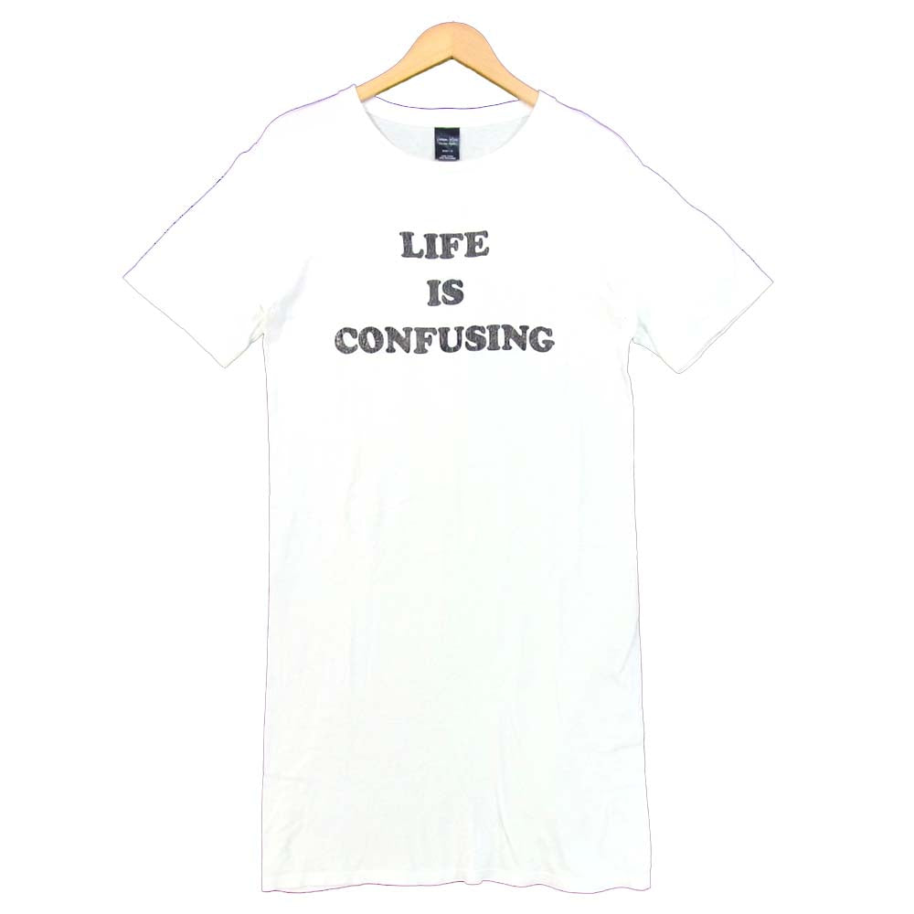 NUMBER(N)INE ナンバーナイン カート期 LIFE IS CONFUSING クラックプリント ロング丈 半袖 カットソー ホワイト系 3【中古】