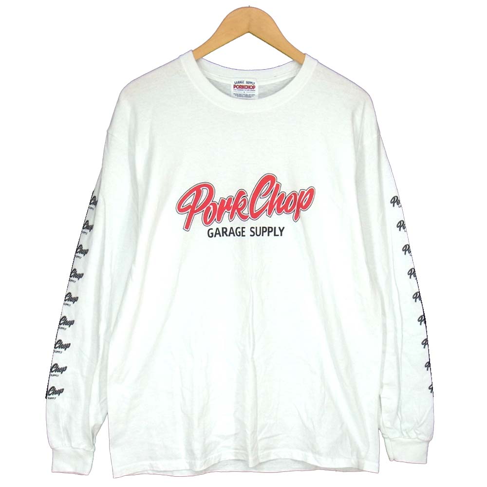 ポークチョップ ガレージサプライ SCRIPT LOGO TEE ロングスリーブ Tシャツ ホワイト系 L【中古】