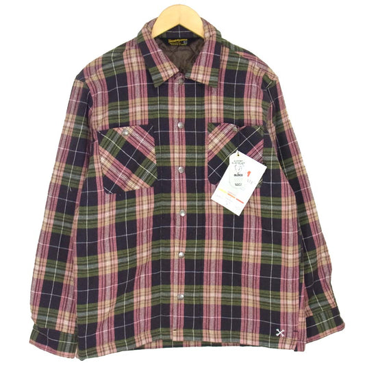 OL-046-020 BLUCO ブルコ 中綿 キルティング チェック ジャケット ピンク系 L【中古】