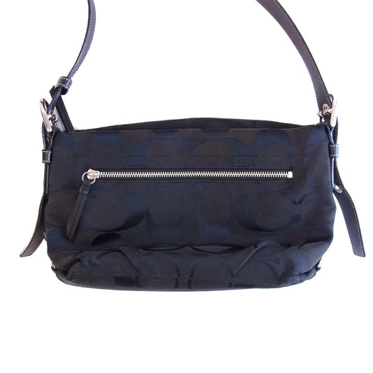 COACH コーチ F15068 シグネチャー キャンバス ショルダー バッグ ブラック系【中古】