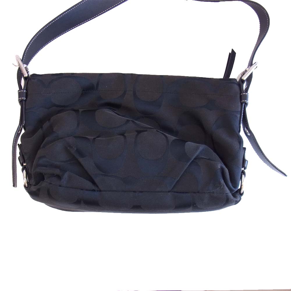 COACH コーチ F15068 シグネチャー キャンバス ショルダー バッグ ブラック系【中古】