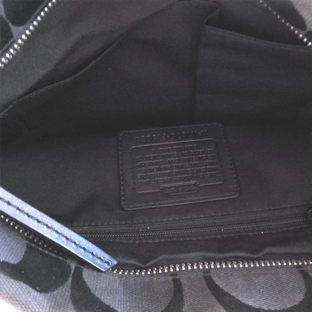 COACH コーチ F15068 シグネチャー キャンバス ショルダー バッグ ブラック系【中古】