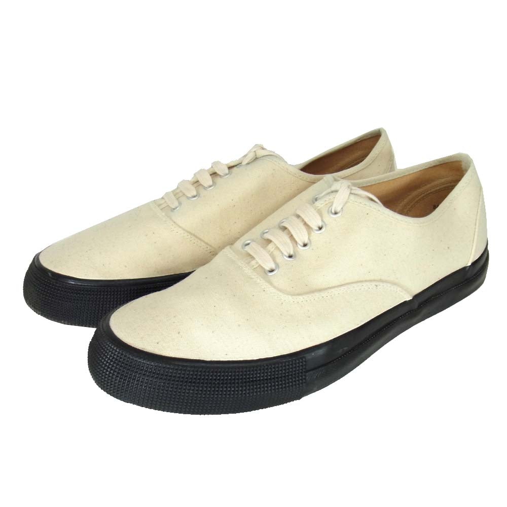 プラス グリッド デッキ スニーカー シューズ ベージュ系 28cm【中古】