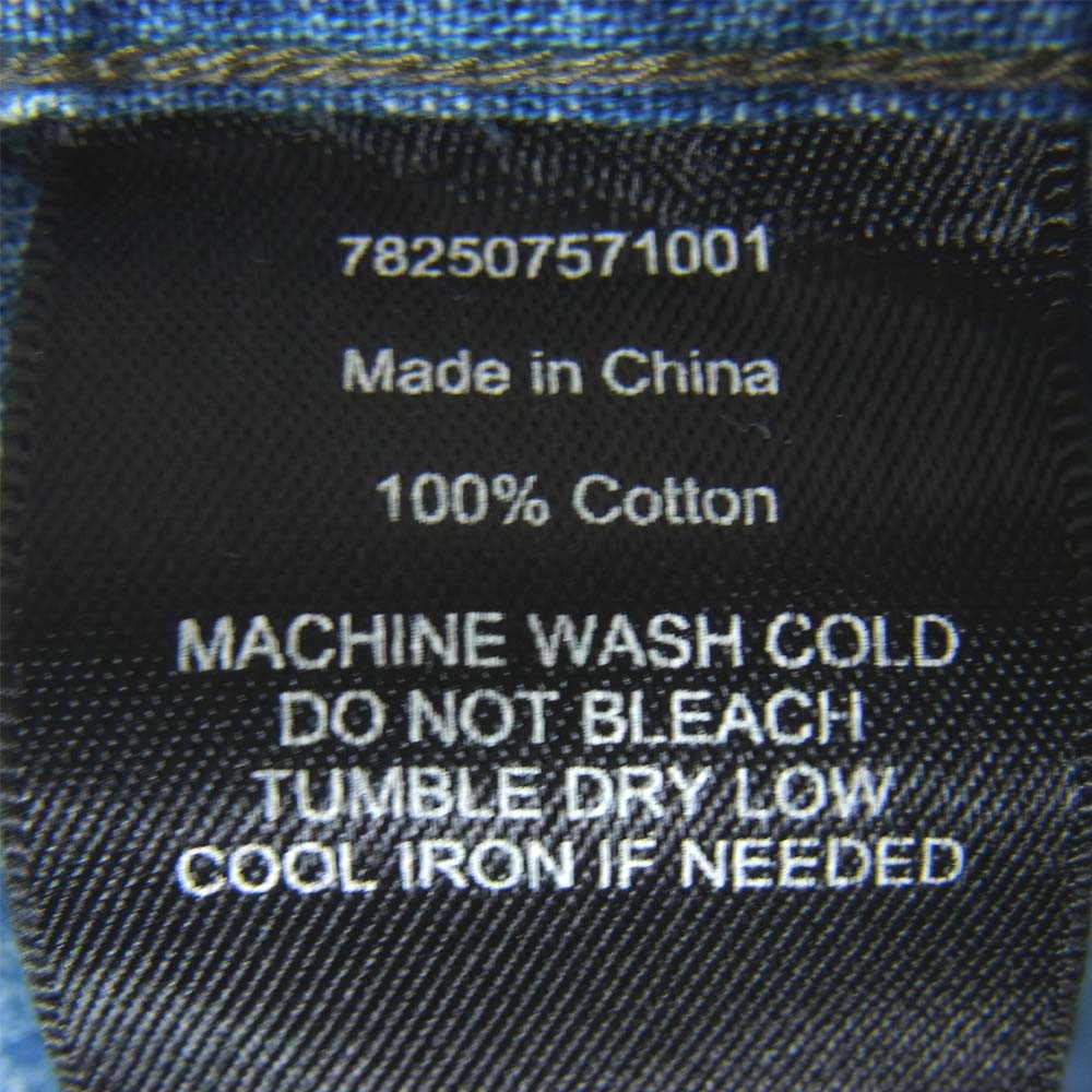 RRL ダブルアールエル 国内正規品 猫目ボタン チェック ユニチケ インディゴ 長袖シャツ ブルー系 M【中古】