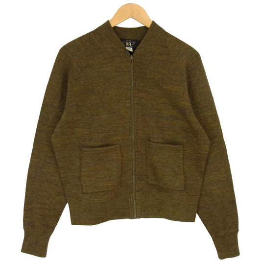 RRL ダブルアールエル 国内正規品 USA製 コットン ウール ジップ ニット ジャケット カーキ系 S/P【中古】