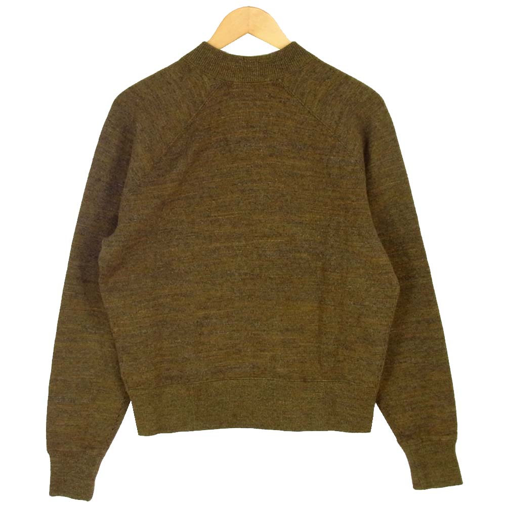 RRL ダブルアールエル 国内正規品 USA製 コットン ウール ジップ ニット ジャケット カーキ系 S/P【中古】