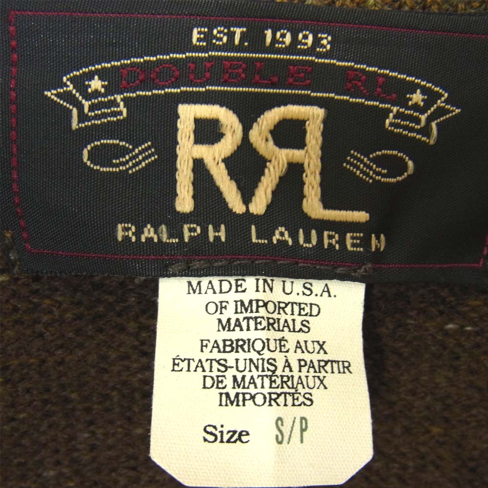 RRL ダブルアールエル 国内正規品 USA製 コットン ウール ジップ ニット ジャケット カーキ系 S/P【中古】