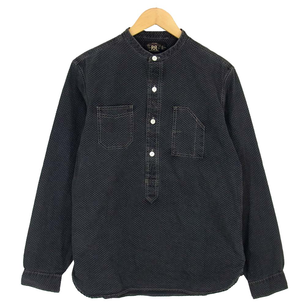 RRL ダブルアールエル 国内正規品 ポルカドット バンドカラー ノーカラー プルオーバー ワーク シャツ グレー系 M【中古】
