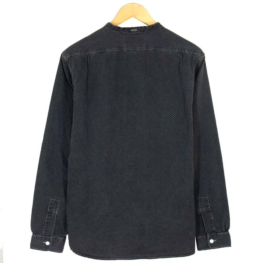 RRL ダブルアールエル 国内正規品 ポルカドット バンドカラー ノーカラー プルオーバー ワーク シャツ グレー系 M【中古】