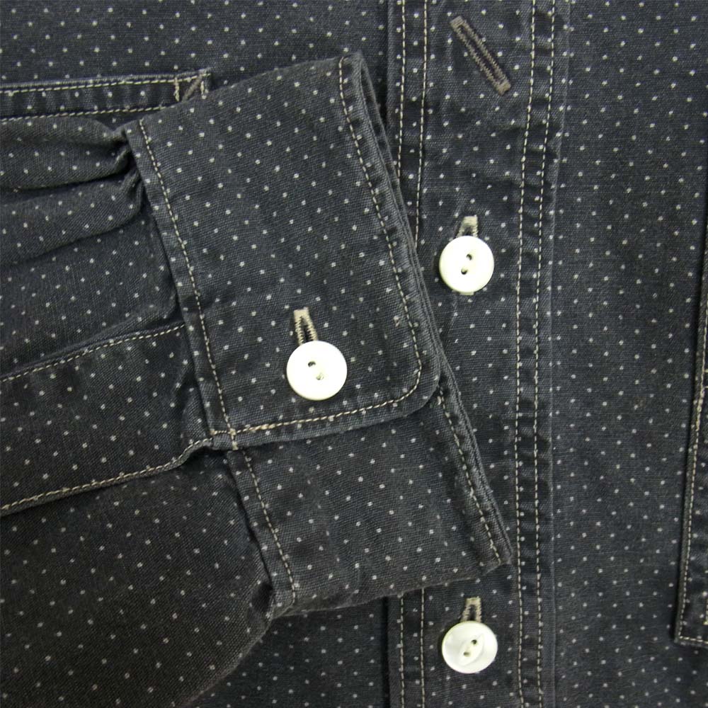 RRL ダブルアールエル 国内正規品 ポルカドット バンドカラー ノーカラー プルオーバー ワーク シャツ グレー系 M【中古】