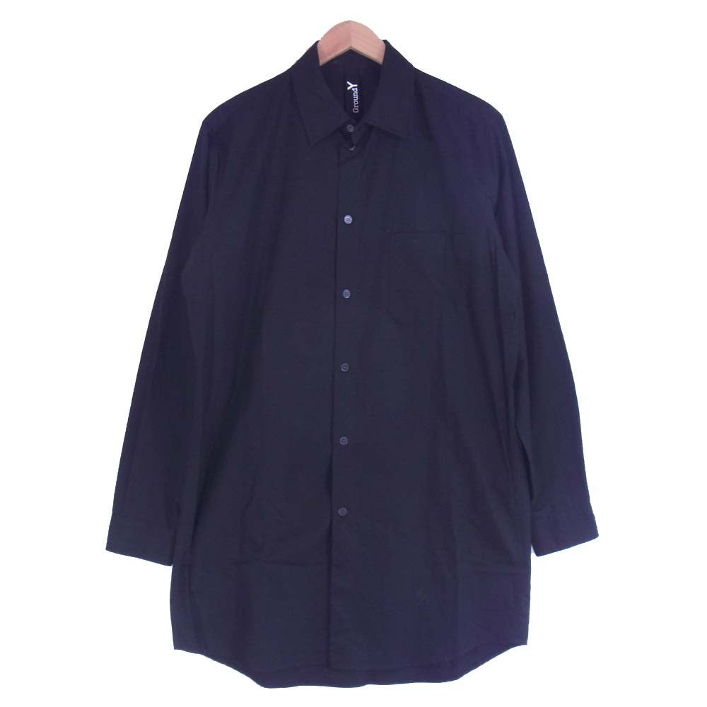 Yohji Yamamoto ヨウジヤマモト GroundY GR-B07-001 Cotton Broad Left Collar Gusset Shirt レフトカラーガセット シャツ ブラック系 3【新古品】【未使用】【中古】